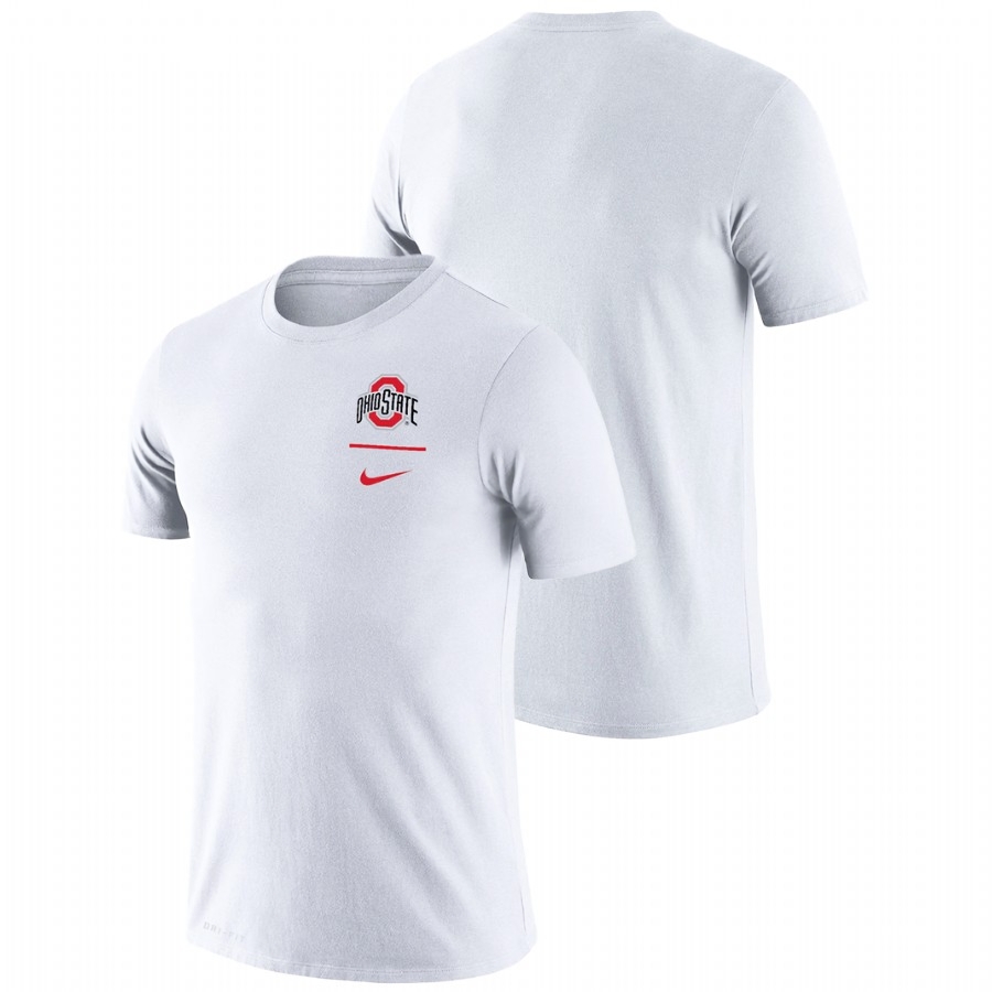 Ohio State Buckeyes Men's NCAA White Team Logo Stack Legend Nike Logo College Football T-Shirt GBI5549JJ